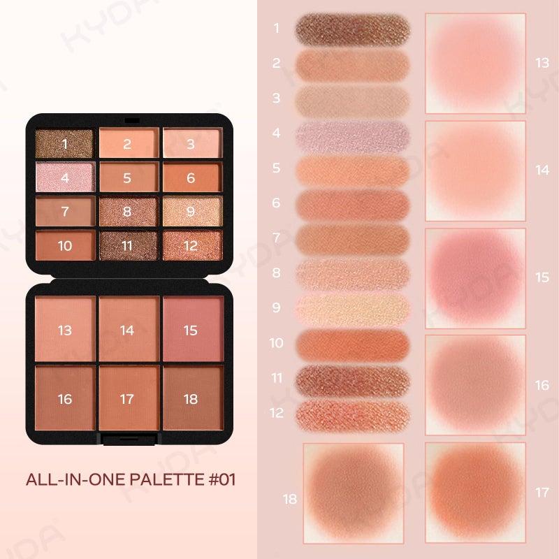 KYDA 18 Colors All In One Makeup Palette, Include Highlighter Bronzer Blush and Eyeshadow, Face Cosmetics Gifts for Women, Contour Palettes Beauty for Festivals, Travel Mini Makeup, Set A - Image 3